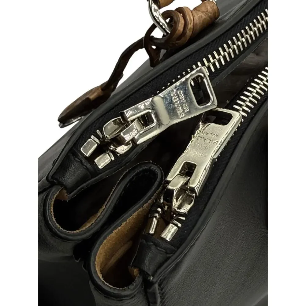 Prada Galleria Double Zip Tote in Nero & Sughero